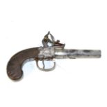 An Early 19th Century Flintlock Pocket Pistol by Collis, Oxford, the 6.5cm turn-off steel barrel