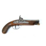 An Early 19th Century Percussion Travelling Pistol by Smith, London, converted from a flintlock, the