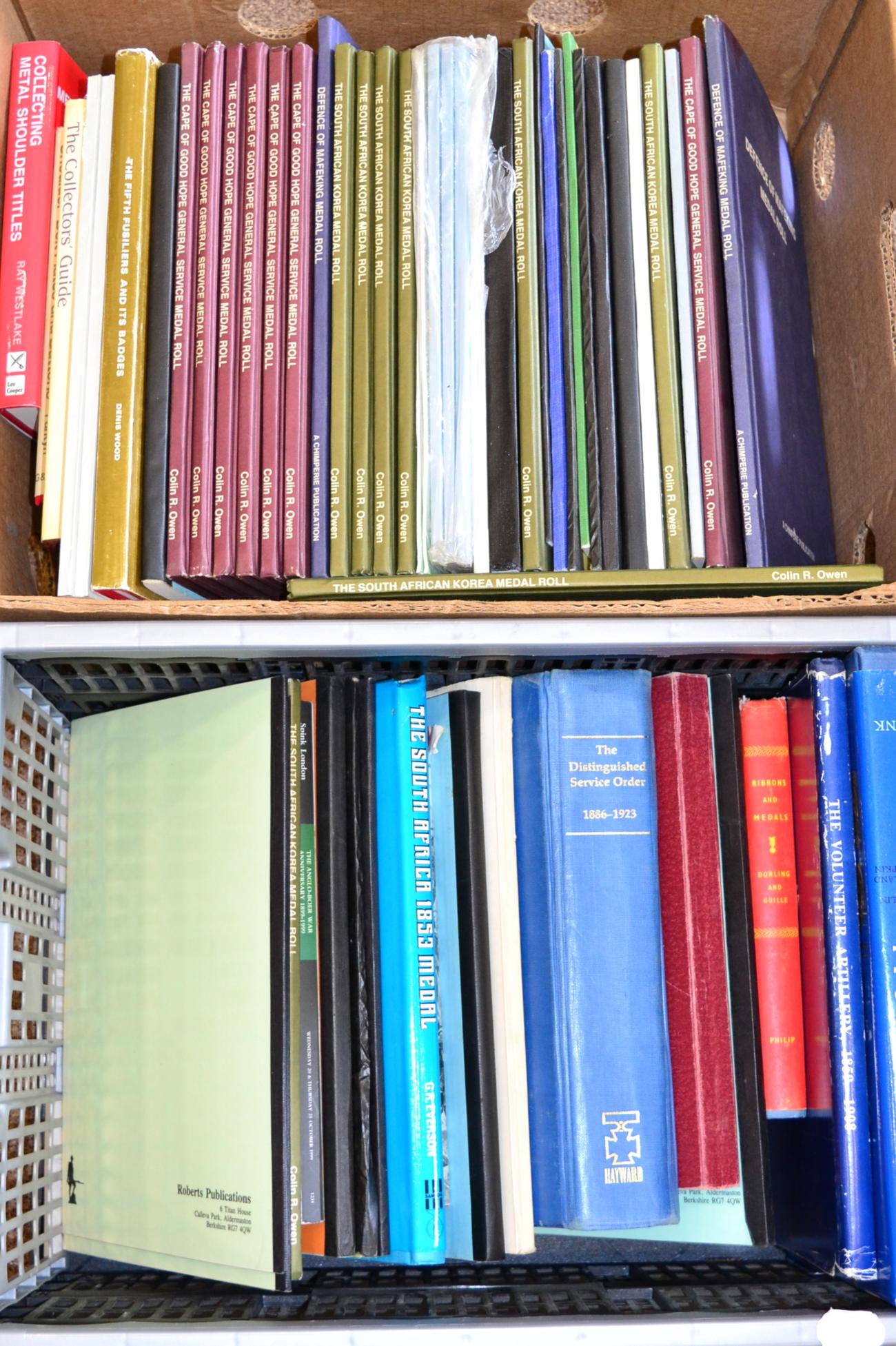 A Quantity of Medal Reference Books, Medal Rolls, etc, in two boxes