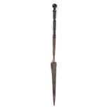 A Good Quality 19th Century Zulu Ceremonial Assegai, the 36cm narrow leaf shape blade with