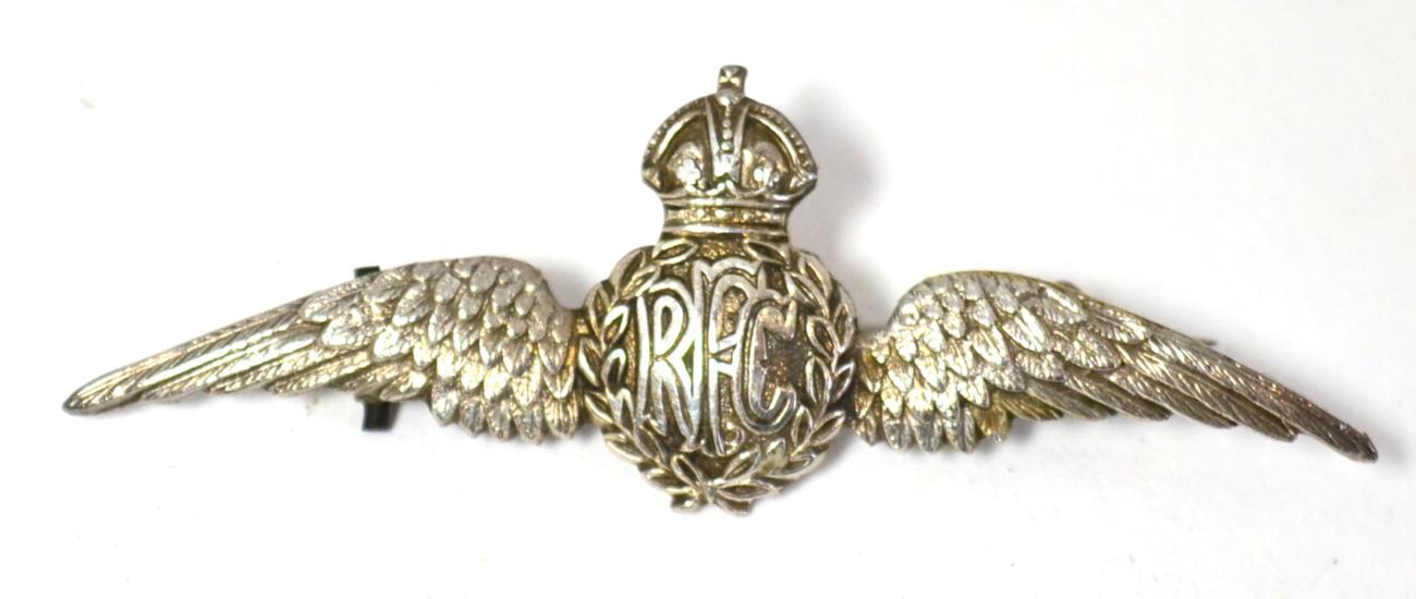 A First World War Royal Flying Corps Silver Sweetheart Brooch, stamped ''Sterling'' to the reverse