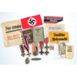 A Collection of German Third Reich and Related Items, including a War Merit Cross with swords in