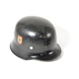 A German Third Reich M34 Police Helmet, with double decals, with leather liner and chinstrap