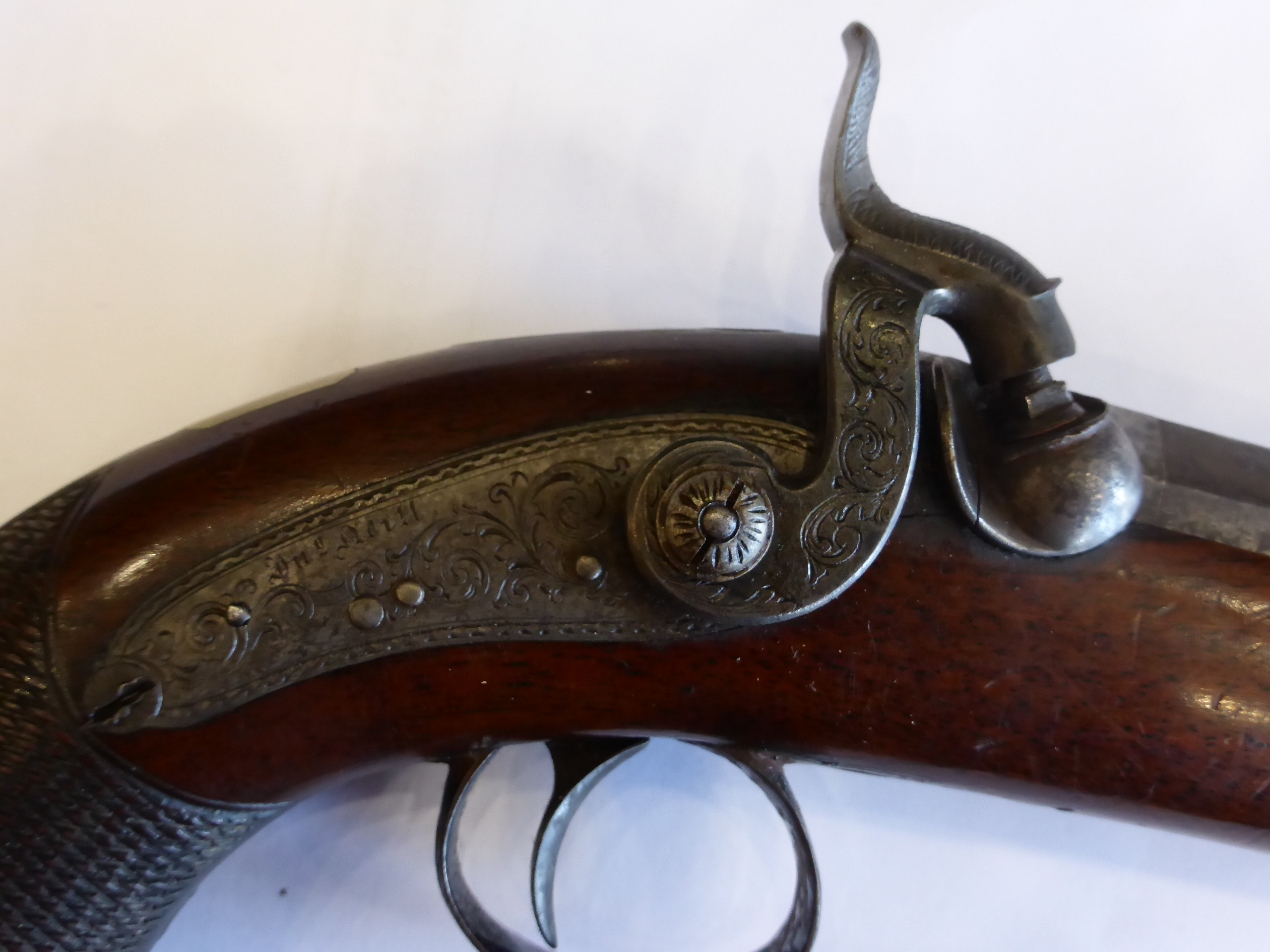 A Pair of 19th Century Percussion Travelling Pistols by Jonathan Neill of Belfast, each with 10cm - Image 10 of 12