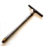 A 19th Century Air Pump for a Walking Stick Air Gun, with iron T handle, the steel tube engraved