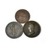 Napoleonic: Commemorative Medal, Death of Maria Ludovica, 1816, bronze, 42 mm (2 copies) and Francis