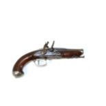 An Early 19th Century Continental Flintlock Pistol, the 11cm two stage cannon barrel with