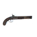 An English Napoleonic Period Officer's 16 Bore Percussion Pistol by J C Brown of Hull, with plug and