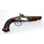 A 19th Century French Double Barrel Percussion Travelling Pistol by P Valet of Dunkirque, the 15cm