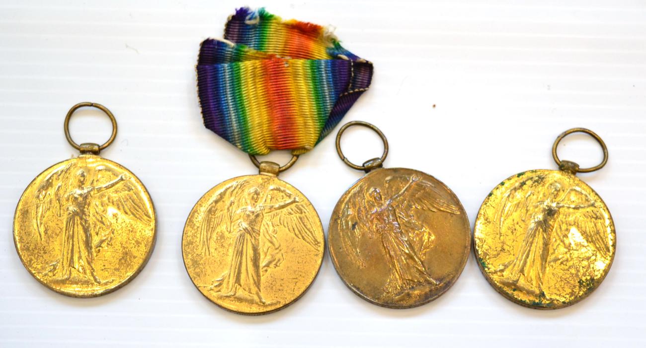 Four Single Victory Medals, awarded to :- K.15726 S.HIRST. STO.1 R.N.; 219969 PTE.A.FARRINGTON