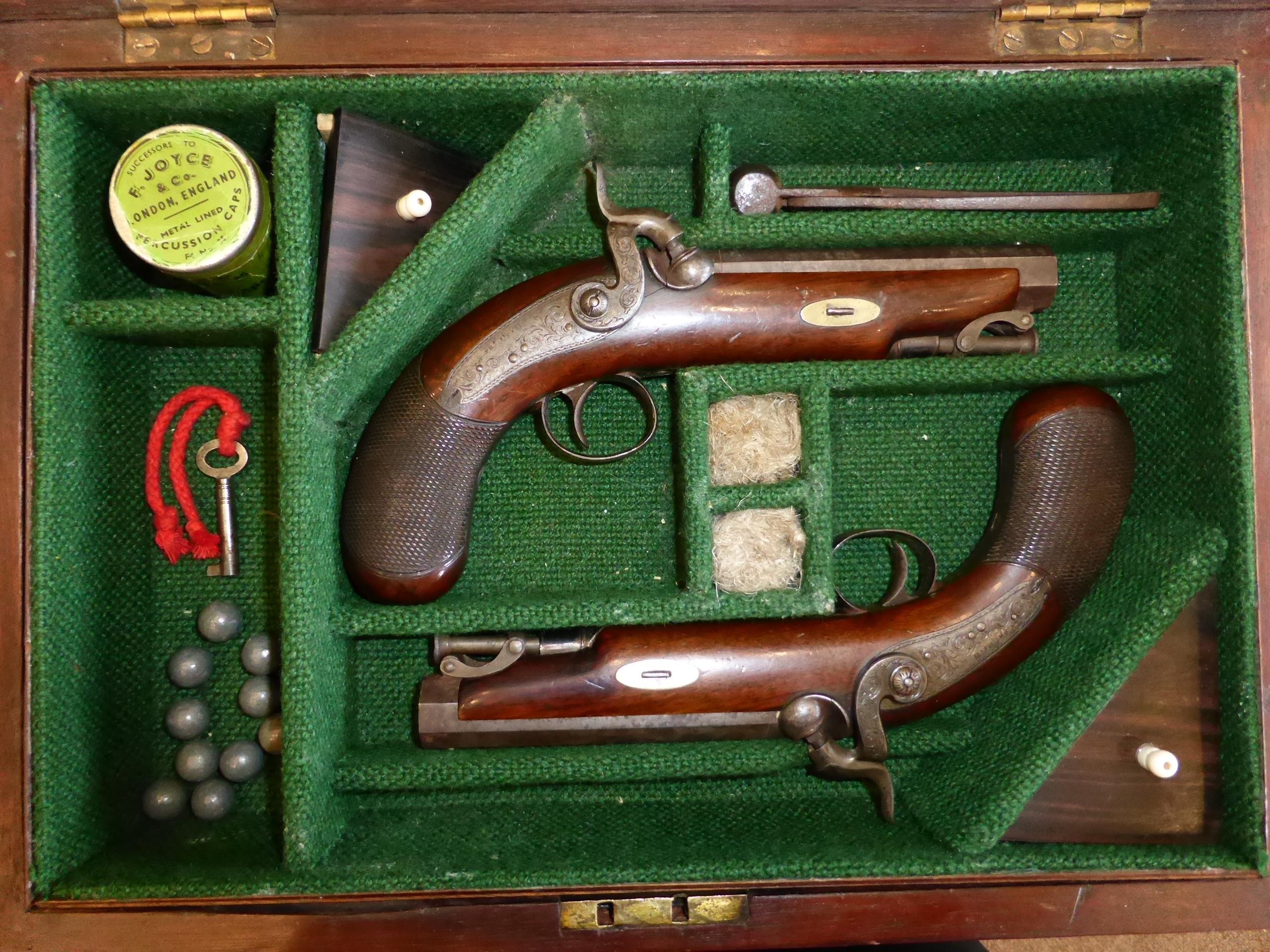 A Pair of 19th Century Percussion Travelling Pistols by Jonathan Neill of Belfast, each with 10cm - Image 2 of 12