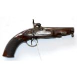 A 19th Century Percussion Travelling Pistol by McDermot of Dublin, converted from a flintlock, the