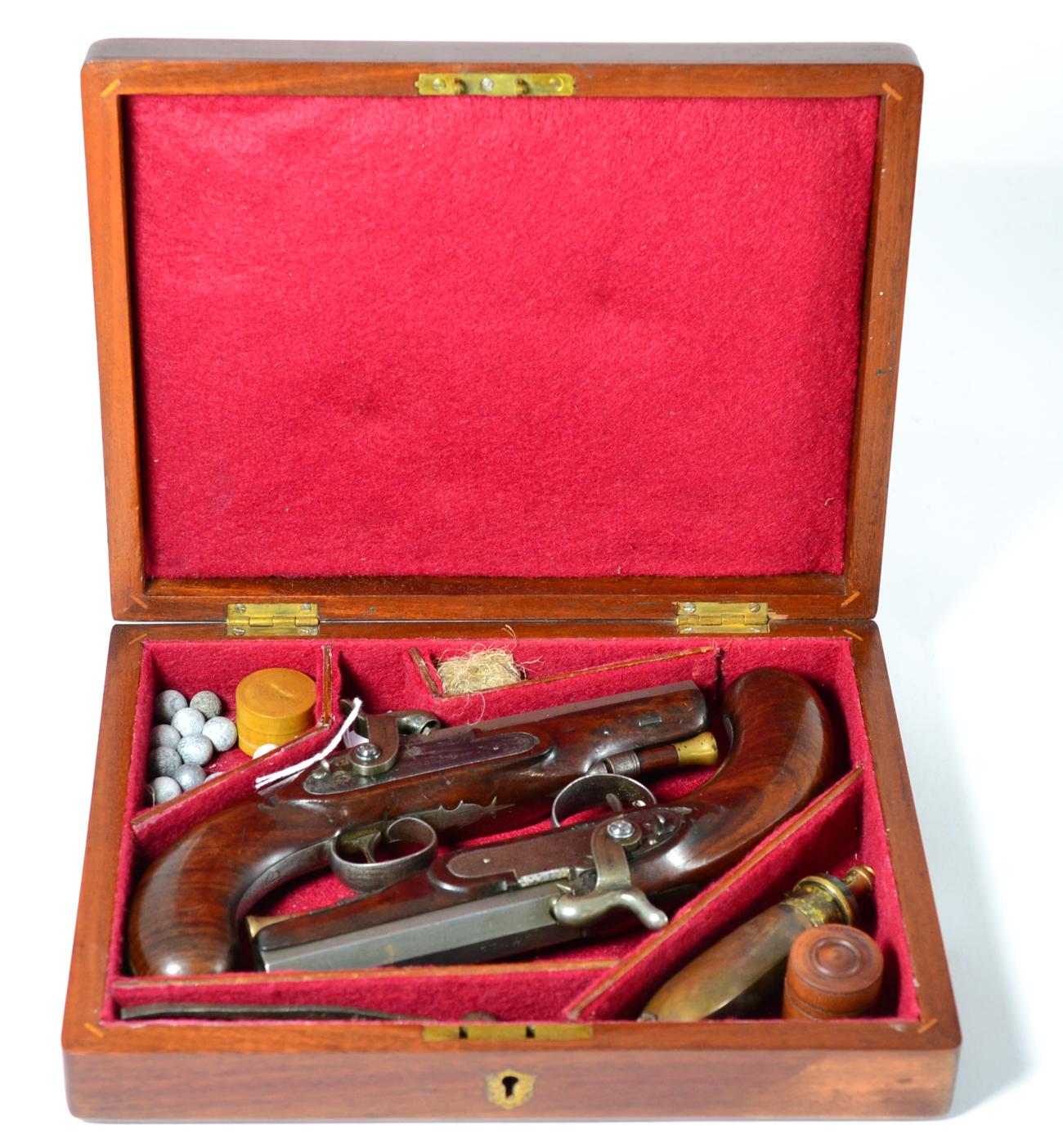 A Pair of 19th Century Percussion Overcoat Pistols by Williamson, each with 10.5cm octagonal steel