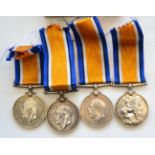 Four Single British War Medals, awarded to :- 18277 PTE.W.HUMPHRIES. CHES.R.; 4758 PTE.A.E.FOSTER.