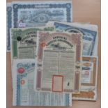 Scripophily An interesting collection of bond and share certificates, including; Chinese Gold