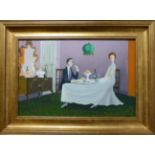 Ronald Ferns (1925-1997) Marriage à-la-mode Signed, oil on board, 30cm by 44cm Provenance: From