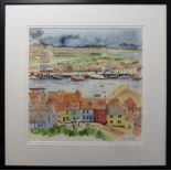 Sara Ward (Contemporary) Whitby Signed, mixed media, 45.5cm by 45.5cm Provenance: Bohemia Galleries,