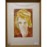 Mardi Barrie RSW (1931-2004) Scottish A head and shoulders portrait of a lady Signed, watercolour,