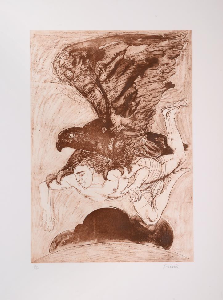 Dame Elisabeth Frink RA (1930-1993) Ganymede being abducted by Zeus Signed in pencil and numbered