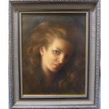 Jamie Rotheram (Contemporary) A head and shoulders portrait of a lady Oil on canvas, 43cm by 35.5cm