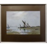 Edward Wesson RI, RBA, RSMA (1910-1983) ''Thames Barges'' Signed, watercolour heightened with white,