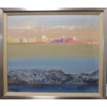 Mardi Barrie RSW (1931-2004) ''Evening Beach'' Bears artist's label verso, acrylic on board, 49cm by