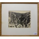 Josef Herman RA (1911-2000) Two stonebreakers Signed and dated 1957 to the reverse, mixed media,