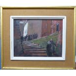 Eric Taylor (1909-1999) ''Staithes Funeral'' Signed and dated (19)68, inscribed verso, oil on board,
