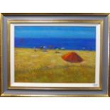 John Mackie (b.1955) Beach scene Signed and dated (20)15, pastel, 40cm by 57cm Provenance: Walker