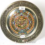 An enamelled Mexican white metal charger