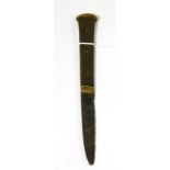 A Tudor iron dagger with brass mounted wooden handle, circa 1500-1600 AD, length 20cm