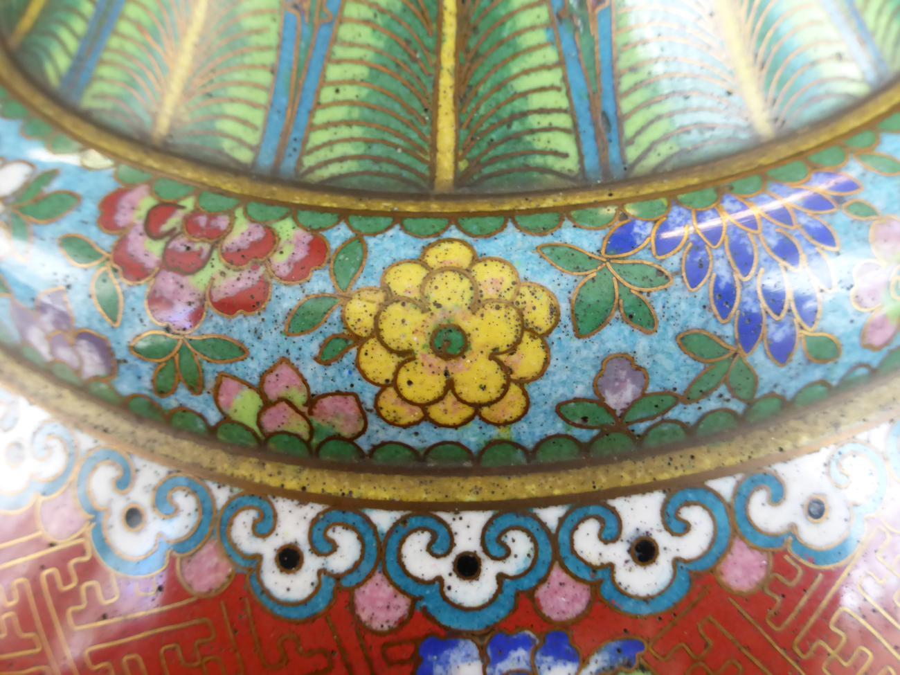 A Japanese cloisonne bottle vase, 28cm high Generally good condition. Sold as seen. - Image 6 of 8