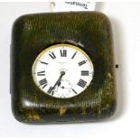 A cased jumbo eight day pocket watch, stamped Argentan, Roman enamel dial