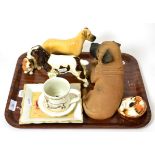 A Beswick ''Ruler of Ouborough'' Great Dane figure together with ten other dog related items (12)