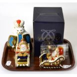 A Royal Crown Derby paperweight from Royal Cats ''Persian'' (boxed) and two Royal Crown Derby