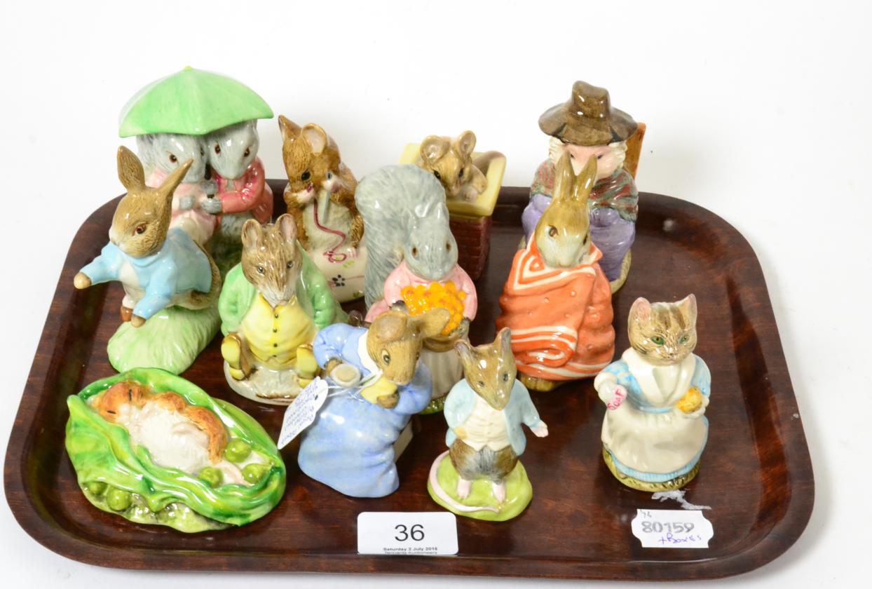 A group of twelve Royal Albert Beatrix Potter figures, boxed All appear in good condition, sold as