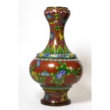 A Japanese cloisonne bottle vase, 28cm high Generally good condition. Sold as seen.