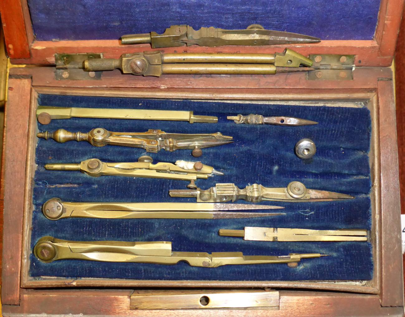 A collection of George III and later architect drawing instruments and rules (some cased and some - Image 2 of 9