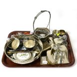 Various plated wares and pewter including a WMF crumb tray and brush etc (qty)