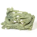 A Chinese jade type dragon plaque No visible cracks, some slight scratching to surface and one or