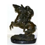 After David, a bronze figure of Napoleon crossing the Alps, foundry mark, plinth base