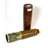 A brass and leather four draw telescope by J H Steward