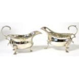 A pair of George III silver sauce boats, London 1770