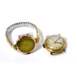 A lady's 9ct gold wristwatch together with a gents 9ct gold wristwatch (both a.f.)