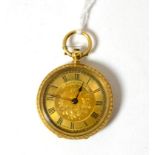 A lady's fob watch stamped 14K, the dial signed Farringdon