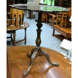 A George III style mahogany tip-top tripod table with pie crust top