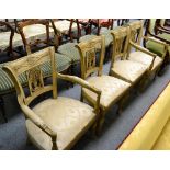 A set of four French style cream painted salon chairs including a pair of armchairs