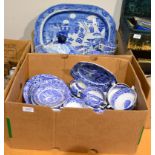 A quantity of Spode Blue Italian and blue and white Old Willow pattern dinner wares including a