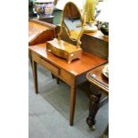 A Georgian style mahogany side table, frieze drawer, square tapered legs together with a mahogany