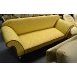 A Victorian sofa with gold brocade upholstery